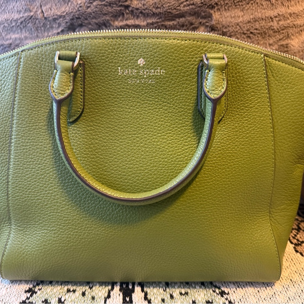 Kate Spade Green Leather Satchel with Textured Finish